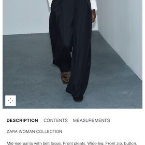 Zara Black Wide-Leg Pleated Trousers